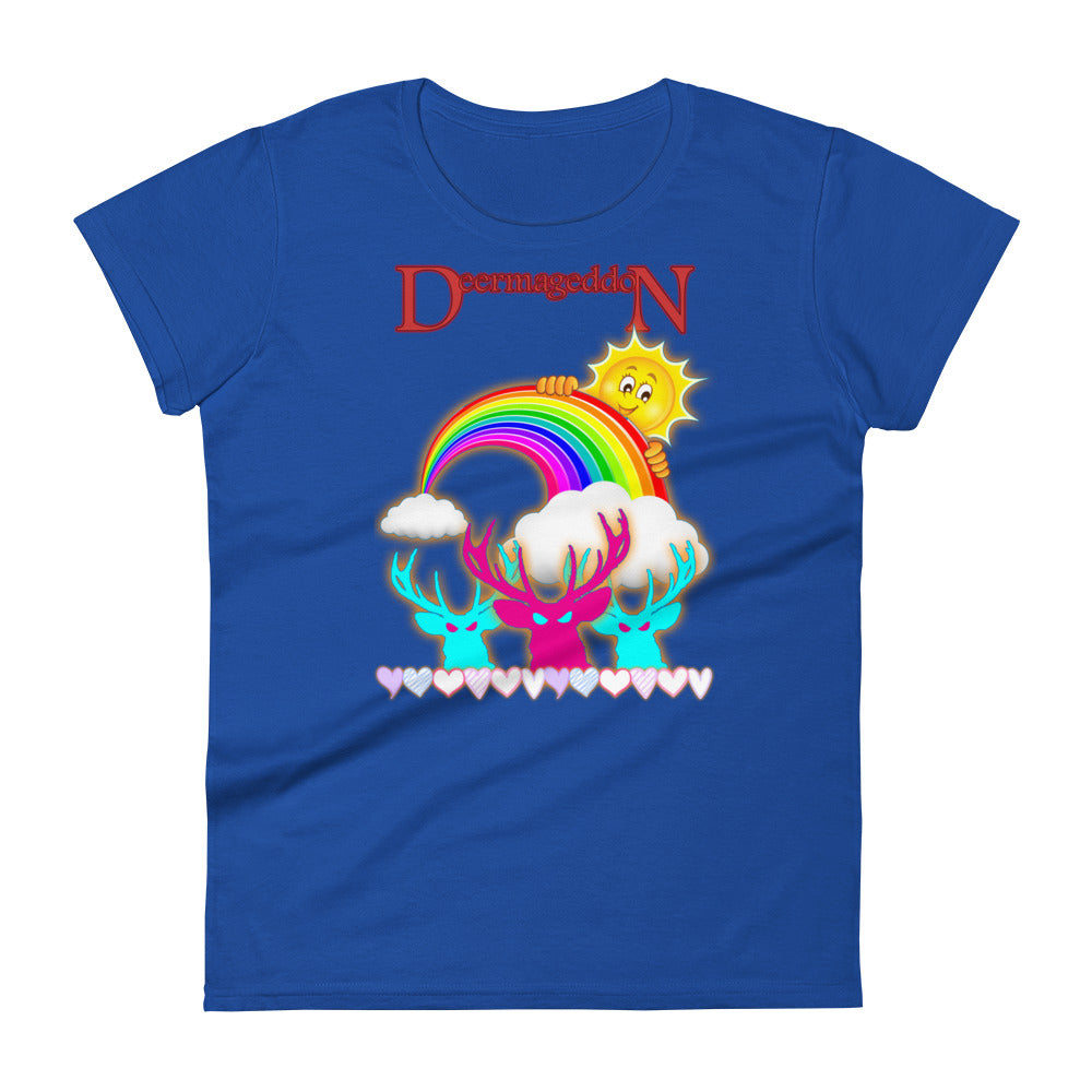 Deermageddon the Musical "Sunshine and Rainbows" Print Women's short sleeve t-shirt