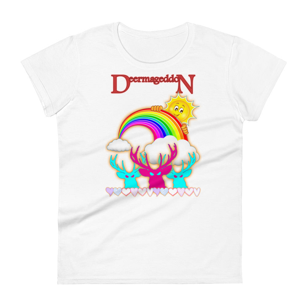 Deermageddon the Musical "Sunshine and Rainbows" Print Women's short sleeve t-shirt